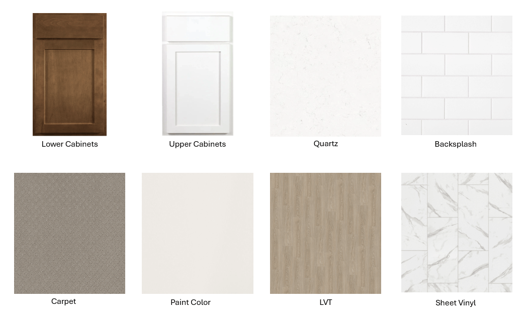 A collection of images showing different flooring options.